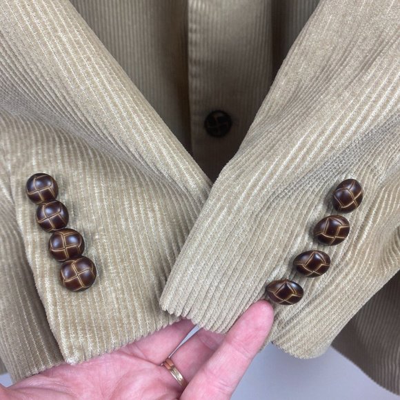 Ralph Lauren Sport Coat Blazer Jacket Mens 42R Corduroy Beige‎ Brown 2 Button - Picture 3 of 9